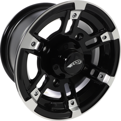 AMS - 2748-031AB - Wheel - Roll'n 104 - Front/Rear - Machined Black - 12x7 - 4/156 - 4+3