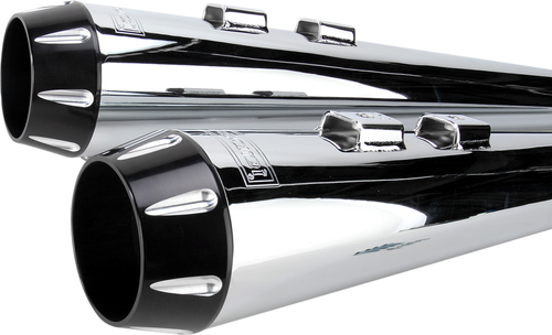 BASSANI XHAUST - FLH-517RL - Megaphone Slip-On Mufflers - Chrome/Black - Fluted - Performance Baffle