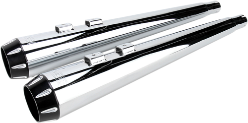 BASSANI XHAUST - FLH-517RL - Megaphone Slip-On Mufflers - Chrome/Black - Fluted - Performance Baffle