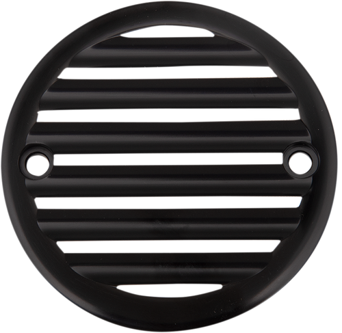 JOKER MACHINE - 02-98TC - Points Cover - Finned - 2 Hole - Black Anodized/Silver