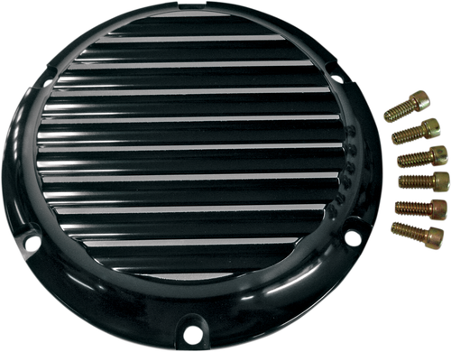 JOKER MACHINE - 10-690B - Derby Cover - Black/Silver - Finned - '04-'22 XL