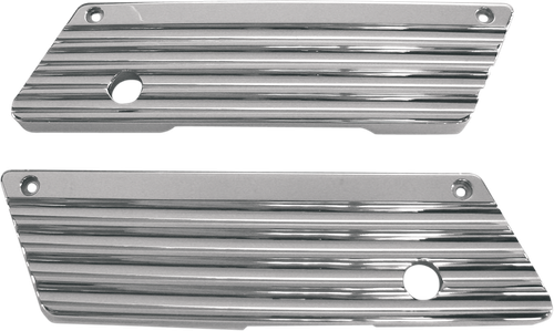 JOKER MACHINE - 04-50-1 - Finned Saddlebag Latch Covers - Chrome - FL '93-'13