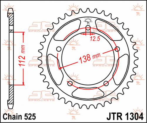 JT SPROCKETS - JTR1304.44 - Rear Sprocket - 44 Tooth - Honda