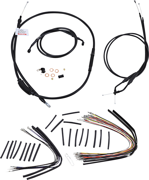 BURLY BRAND - B30-1141 - Jail Bar Cable Kit - 14" Handlebars - Black Vinyl - '07-'13 XL