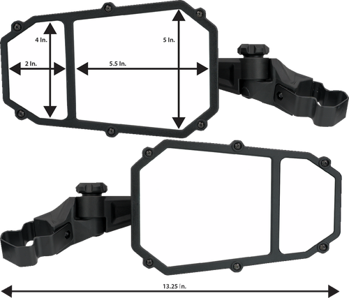 MOOSE OFFROAD - 0640-1689 - Mirror - Elite Pro - Side View - Octagon - Black