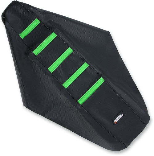 MOOSE OFFROAD - 0821-2615 - Ribbed Seat Cover - Black Cover/Green Ribs - Kawasaki KX250F '17-'20