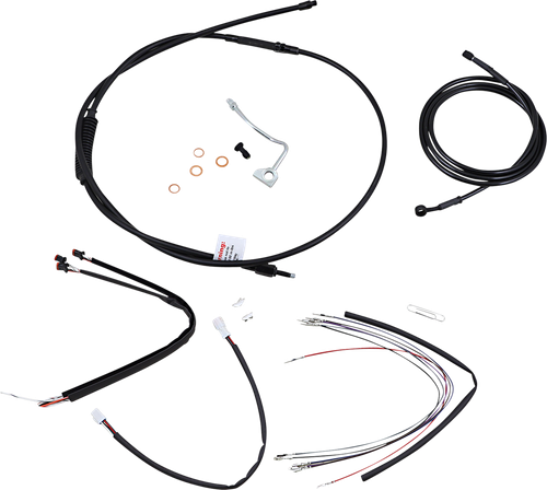 BURLY BRAND - B30-1178 - Complete Black Vinyl Handlebar Cable/Line Kit for Ape Hangers - 18" - ABS - '14-'16 FLHR