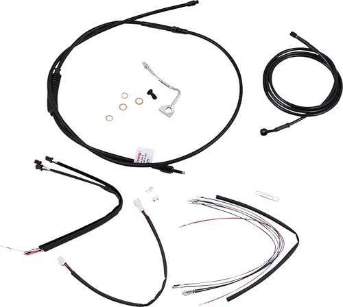 BURLY BRAND - B30-1178 - Complete Black Vinyl Handlebar Cable/Line Kit for Ape Hangers - 18" - ABS - '14-'16 FLHR