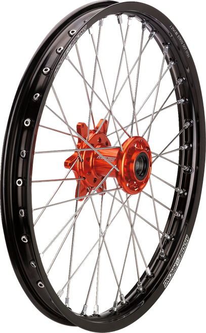 MOOSE OFFROAD - 0203-0704 - Wheel Assembly - SX-1 - Complete - Front - Black Wheel/Orange Hub - 21x1.6 - KTM/Gas Gas/Husqvarna