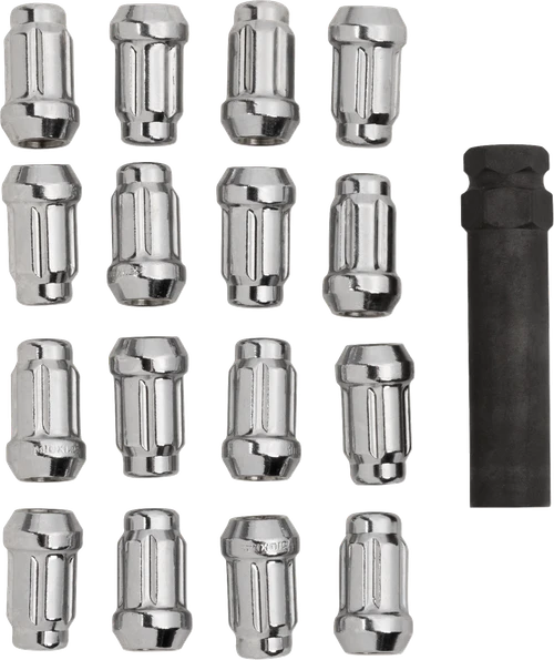 MOOSE OFFROAD - 0223-0218 - Lug Nuts - Splined - M10 x 1.25 - Chrome - 16 Pack