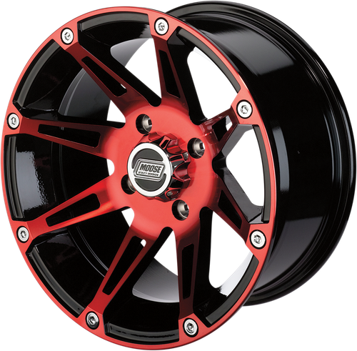 MOOSE OFFROAD - 0230-0814 - Wheel - 387X - Rear - Anodized Red/Black - 12x8 - 4/156 - 4+4