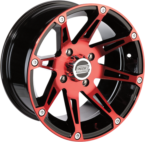 MOOSE OFFROAD - 0230-0817 - Wheel - 387X - Front - Anodized Red/Black - 14x7 - 4/156 - 4+3