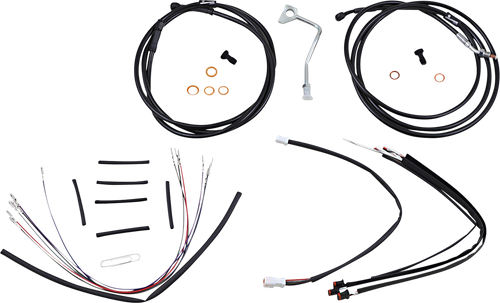 BURLY BRAND - B30-1179 - Complete Black Vinyl Handlebar Cable/Line Kit for Ape Hangers - 14" - ABS - '15-'16 FLTR