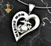 Marine Mom Heart Diamond Etched Pendant w/18" Sterling Silver Chain
also available in 10k, 14k and 18k white or yellow gold, 1 1/4" Tall
"Made by Marines for Marines" 

 100% Satisfaction Guaranteed