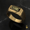 USMC Rugged Marine Ring  Yellow Gold with Black Inlay
 