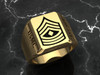 1st Sgt Signet Ring in Solid 14k Yellow Gold