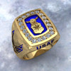 US AIR FORCE Ring in Solid 14K Gold with Blue Inlay