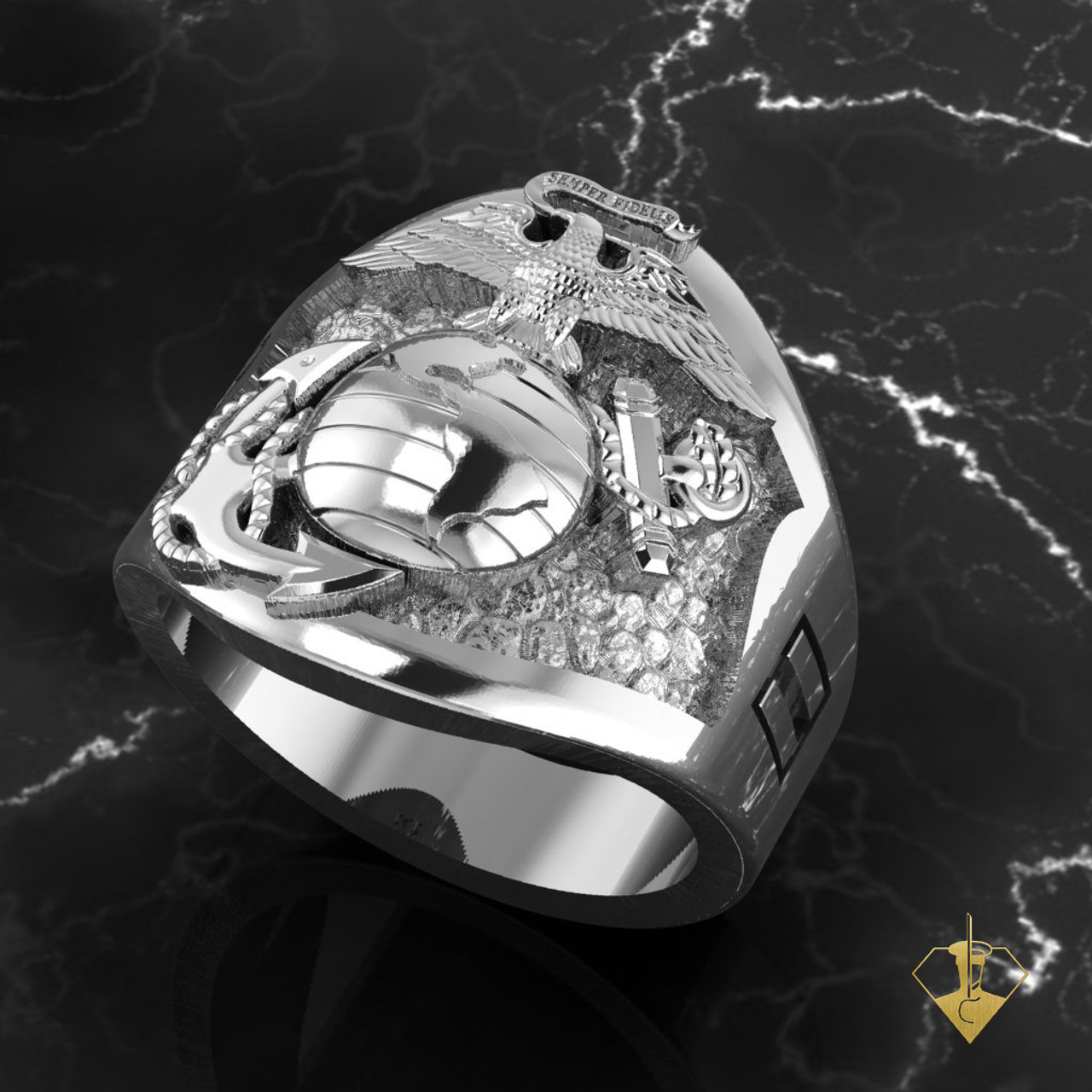 Custom Designed US Marine Corps EGA Ring