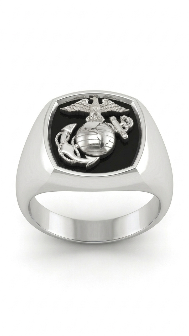 Marine Signet Ring Sterling Silver
