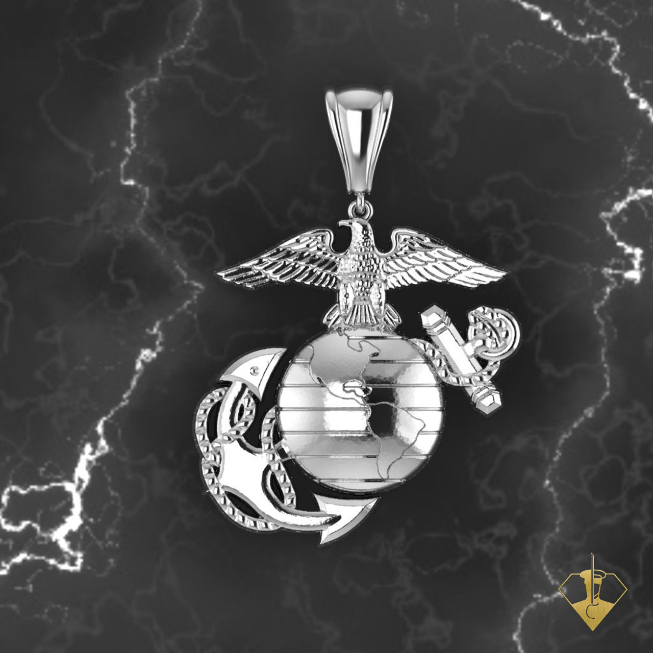 3/4" EAGLE GLOBE AND ANCHOR PENDANT
WITH 18" Solid Rope CHAIN