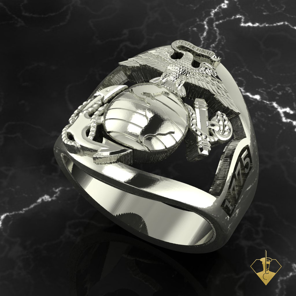 USMC Graduation 1775 USMC Solid Sterling Silver Ring