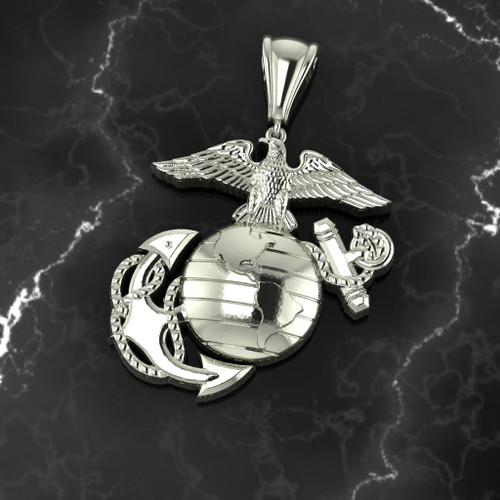 USMC 1" 10K WHITE GOLD EGA PENDANT