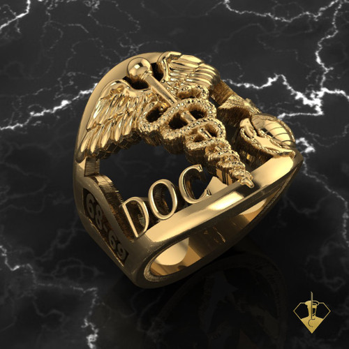 Marine Corpsman "DOC" Ring
  "Made by Marines for Marines & DOC"
available in Sterling Silver, 10k, 14k and 18k
White or Yellow gold.

 100% Satisfaction Guaranteed