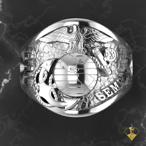 Semper Fi Graduation Ring
  "Made by Marines for Marines"
available in Sterling Silver, 10k, 14k and 18k
White or Yellow gold.

 100% Satisfaction Guaranteed
