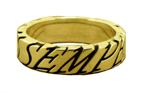 USMC Semper Fidelis 10K Gold Wedding Band