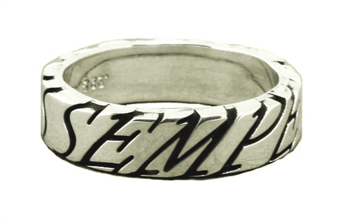 USMC Semper Fidelis Marine Corps Sterling Silver Ring 