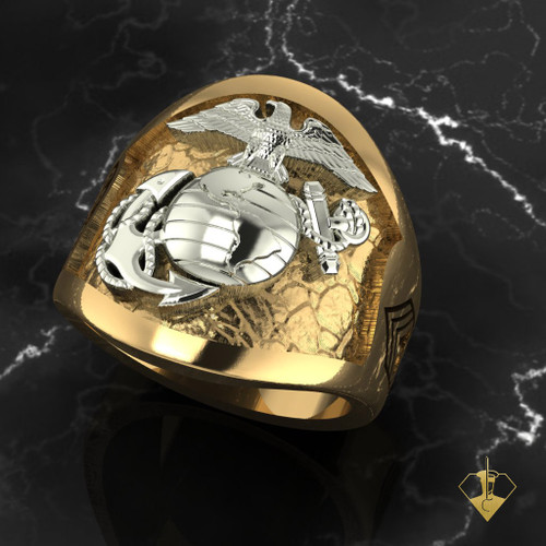 USMC Marine Spirit De Corps  Gold Two Tone Ring