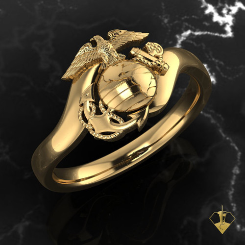 Eagle Globe and Anchor perched upon yellow gold arms
