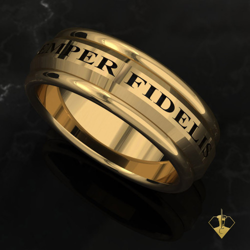 USMC Marines Semper Fidelis Band

The stunning Semper Fidelis top and bottom

The band is comfort fit and 7.5 mm wide.
Your choice of black or red background.
 
"Made by Marines for Marines"

 
Available in Sterling Silver, 10k, 14k and 18k
White or Yellow gold.

 100% Satisfaction Guaranteed