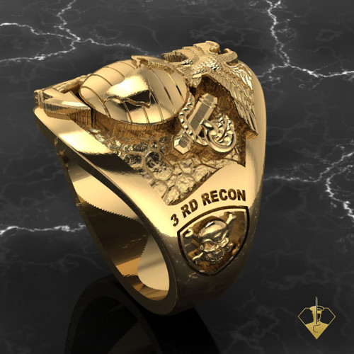 USMC Gold Marine Corps 3rd Recon Ring