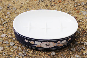 Vintage Large Porcelain Soap Dish- Blue/White