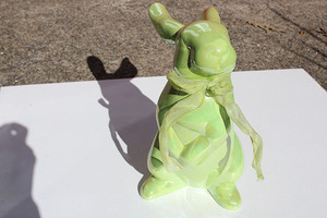 Elegant Large Iridescent Mint Green Ceramic Rabbit