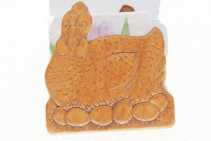 Vintage Hand Carved Wood Turkey Napkin Holder