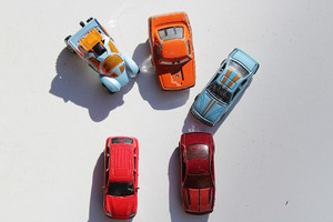 5-Piece Vintage Miniature Toy Cars Bag