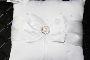 Gartner Studios Bow, Button & Satin Ring Pillow