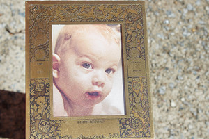 3" x 4" Bronze Metal Birth Record Baby Photo Frame