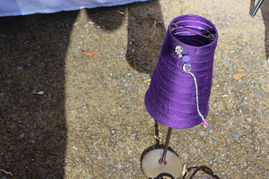 Retro Purple Shantung Fabric Shade Table Lamp