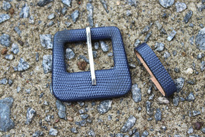 Croc Look Navy Blue & Silver Buckle & Feeder