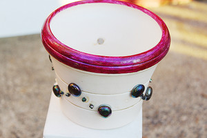 New England Pottery Iridescent Stones Ceramic Pot