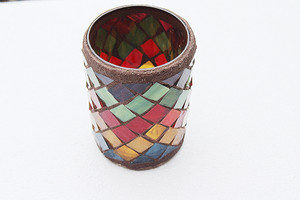Vintage Mosiac Glass Candle Holder
