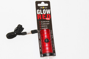Life Gear Glow Red Flashlight/Flasher/Whistle