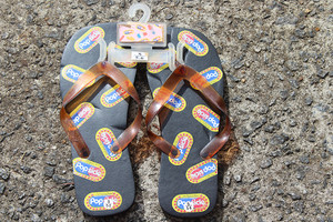 Vintage Black Sole Popsicle Original Size 5-6 Flip Flops