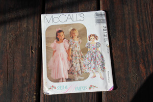 McCall's Special Moments Girls Pattern #7012 S 4-5-6