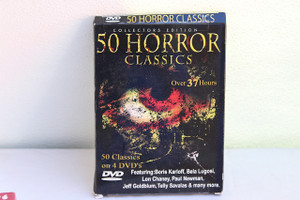 50 Horror Classics Collectors Edition on 4 DVDs. Featuring: Boris Karloff, Bela Lugosi, Paul Newman, Lon Chaney, Telly Savalas and Many More...