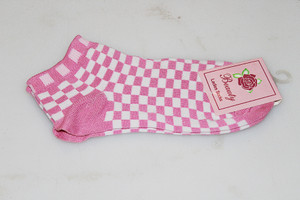 Beauty Ladies Socks Pink & White Check
