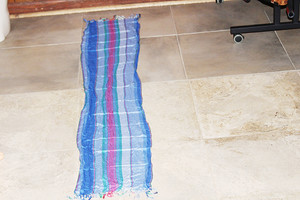 Vintage 100% Cotton Red/Blue/Green Fringed Scarf